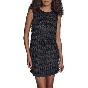 BCBG Women's Sleeveless Round Neck Organza Back Shift A-line Dress in Kuwait