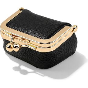 Genuine Leather Mini Jewelry Box with Kiss Lock, Portable Travel Jewelry Case Coin Purse for for Rings, Earrings, Pendants, Necklaces, Small Organizer Box for Girls Women(Pink) in Kuwait