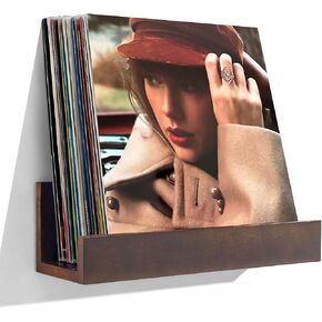 Vinyl Record Shelf Wall Mount, Large Record Holder – Storage & Display for Multiple Albums, Wooden Vinyl Record for Music Room, Living Room, Bedroom (Walnut Color) in Saudi Arabia
