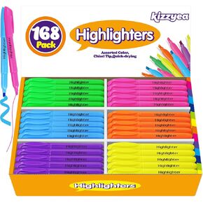 168 عبوة من أقلام التحديد من KIZZYEA في 6 ألوان متنوعة، مجموعة أقلام تحديد ذات طرف إزميل تجف بسرعة، علامات تمييز لا تنزف للأطفال البالغين، يجب أن تحتوي على الفصول الدراسية المكتبية، لوازم مدرسية للمعلمين in Kuwait