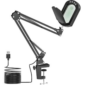 Magnifying Glass with Light and Clamp, 15X 10X Desk Rectangle Magnifying Lamp with Dust Cover, 5 Color Modes, 84 LED Lighted Magnifier Hands Free, Table Lamp with Touch Button for Repair Crafts Hobby in Kuwait