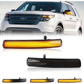 أضواء جانبية LED متتابعة مرآة ضوء إشارة الانعطاف لسيارة Ford Explorer 2011-2019، مصباح وامض بمؤشر مرآة ديناميكي وعدسة مدخنة، قطعتان in Kuwait