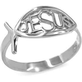 Jesus Ichthus Christian Fish Ring in Fine 925 Sterling Silver in Kuwait