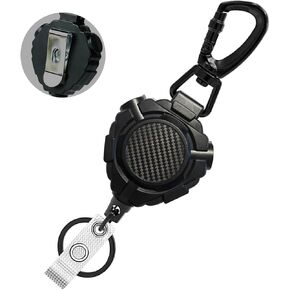 Retractable Keychain with Belt Clip, Heavy Duty Retractable Badge Holders with Carbon Fiber Front, Badge Reels Retractable with Key Ring and 31.8" Steel Cord in Kuwait