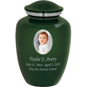 Homage Custom Photo Cremation Urn for Infant Ashes - Vase Style Cremation Urn - 80 Cubic Inch Capacity - Personalization Included (Graphite Grey) in Kuwait