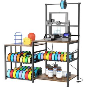 طاولة طابعة Aquzee ثلاثية الأبعاد مع مساحة تخزين للشعيرات، حامل طابعة ثلاثية الأبعاد W51*D23.6، رف تخزين للطابعة ثلاثية الأبعاد للخدمة الشاقة، منفذ طاقة واحد للطباعة ثلاثية الأبعاد، استوديو ورشة العمل المكتبية، لملحقات الطابعة ثلاثية الأبعاد in Kuwait