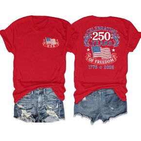 SUPEYA 250 الذكرى الولايات المتحدة الأمريكية قميص أمريكا 250th قمصان النساء العلم الأمريكي تي شيرت 4th من يوليو الوطنية الجرافيك المحملة in Kuwait