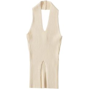 سترة efvandoloe النسائية المحبوكة بدون أكمام مع حاشية مقسمة ومطاطة ذات مقاس نحيف in Kuwait