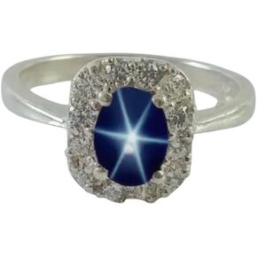 925 Sterling Silver Blue Star Sapphire Ring Vintage-Inspired Star Engagement Ring Blue Sapphire Handmade Jewelry Gift for Her in Saudi Arabia