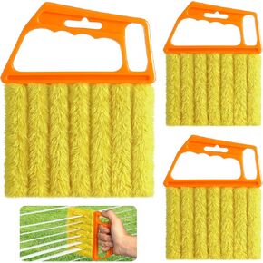 3 قطع أداة تنظيف ستائر النوافذ، 2026 أدوات تنظيف جديدة، منافض من الألياف الدقيقة قابلة للغسل بـ 7 أصابع للتنظيف، فرشاة تنظيف الشقوق، منفضة للستائر الفينيسية وفتحات مكيف الهواء (برتقالي) in Kuwait