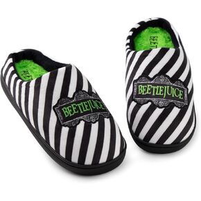 Beetlejuice Unisex Black Mule Slippers | Iconic Logo Design House Shoes| Classic Tim Burton Movie Merchandise in Saudi Arabia