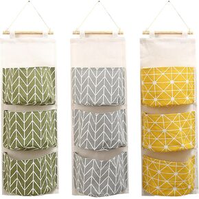 3 عبوات من أكياس التخزين المعلقة على الحائط - منظمات فوق الباب مع 3 جيوب كبيرة (6.3 بوصة × 5.1 بوصة)، خزانة معلقة ومنظم مخزن لغرفة النوم والحمام والنوم والمزيد (مجموعة من 3 ألوان) in Kuwait