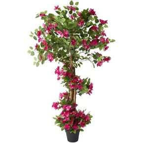 1 Pack 63" Artificial Bougainvillea Tree, Realistic Fake Plants with Planter, Decorative Topiary Plant for Outdoor, Indoor, Porch, Garden, Patio Decor (Red-Large) in Saudi Arabia
