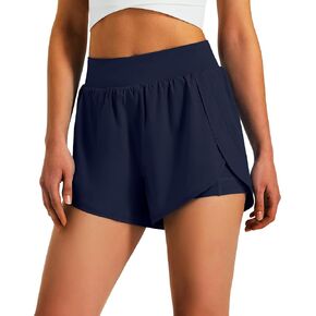 شورت رياضي للجري للسيدات مقاس 3 بوصات من Ksmien - شورت 2 في 1 سريع الجفاف للتمارين الرياضية مع جيوب مبطنة للهاتف in Kuwait
