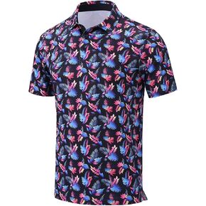 QPNGRP Men's Print Golf Shirt Short Sleeve Dry Fit Moisture Wicking Performance Polo Shirts in Kuwait