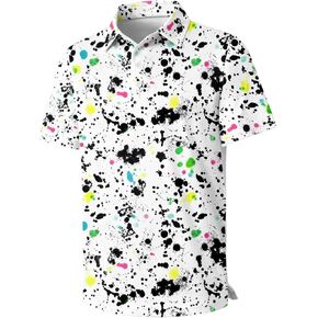 Boys Performance Polo Shirt Short Sleeve Moisture Wicking Active Casual Print Collared Golf Shirts for Boy Size 5-14 in Kuwait