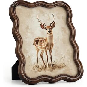 Afuly 8x10 Picture Frame Wood Vintage Natural Curved Photo Display Rustic Wavy Scalloped Brown Antique Home Decor Wall Hanging Tabletop Unique Anniversary Birthday for Family Friends Mom Grandma in Kuwait