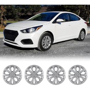 CPW 15 بوصة 4 قطع Hubcaps متوافقة مع Hyundai Accent Sedan 2018-2022، 2018-2023 Kia Rio Sedan/Rio5، و2014-2025 Mitsubishi Mirage، تركيب بمسمار، مادة PP 1 مجموعة من 4 (فضية طلاء) in Kuwait