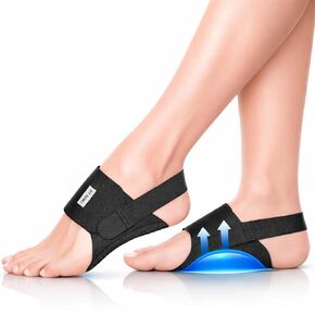 دعامة دعم قوس القدم من فيت جينو لعلاج التهاب اللفافة الأخمصية وتخفيف آلام الكعب والقدم - غلاف ضغط قابل للتعديل مع وسادة جل للأقدام المسطحة والأقواس الساقطة، دعم مانع للانزلاق للرجال والنساء in Kuwait