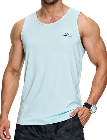 EZRUN Men's Quick Dry Tank Top UPF 50+ Summer Workout Muscle Sleeveless Shirts for Swim Beach Gym Bodybuilding in Kuwait