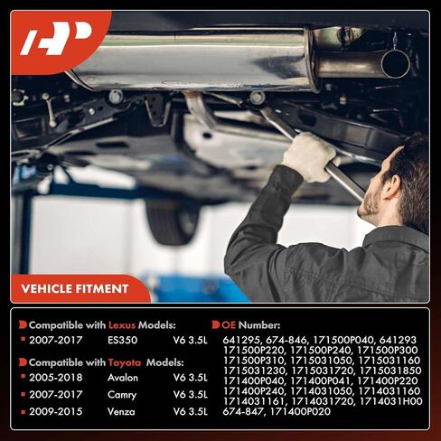 A-Premium Front Left and Right 2-PC Exhaust Manifold Catalytic Converter with Gasket Direct-Fit Compatible with Toyota Camry 2007-2017, Avalon 2005-2018, Venza & Lexus ES350, 3.5L, E.P.A. Compliant in Saudi Arabia