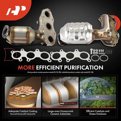 A-Premium Front Left and Right 2-PC Exhaust Manifold Catalytic Converter with Gasket Direct-Fit Compatible with Toyota Camry 2007-2017, Avalon 2005-2018, Venza & Lexus ES350, 3.5L, E.P.A. Compliant in Saudi Arabia