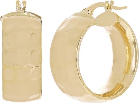 أقراط حلقية من الذهب الأصفر الإيطالي عيار 14 قيراط مجوفة مطروقة 22.5 × 8.8 ملم 4.2 جرام in Kuwait