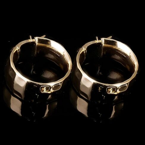 أقراط حلقية من الذهب الأصفر الإيطالي عيار 14 قيراط مجوفة مطروقة 22.5 × 8.8 ملم 4.2 جرام in Kuwait