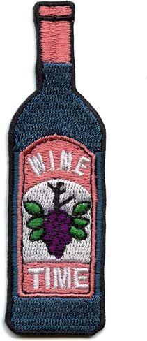 Wine Time Bottle Patch Fancy Sweet Juice Embroidered Iron On in Saudi Arabia