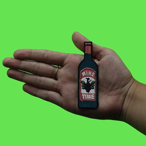 Wine Time Bottle Patch Fancy Sweet Juice Embroidered Iron On in Saudi Arabia