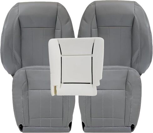 FZJDSD Gray Driver & Passenger Side Bottom & Top Lean Back Replacement Microfiber Leather Seat Covers & Driver Seat Foam Cushion Compatible with Dodge Ram 1500 2500 3500 4500 5500 2006 2007 2008 2009 in Saudi Arabia