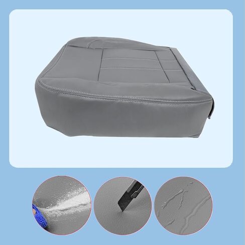 FZJDSD Gray Driver & Passenger Side Bottom & Top Lean Back Replacement Microfiber Leather Seat Covers & Driver Seat Foam Cushion Compatible with Dodge Ram 1500 2500 3500 4500 5500 2006 2007 2008 2009 in Saudi Arabia