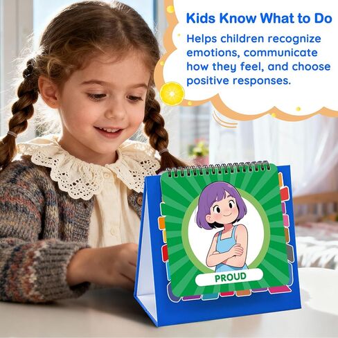 Feelings FlipBook, Feelings Chart for Kids, Emotions Wheel with 20 Moods Coping Strategies, Emotional Regulation Tools for Home Classroom Therapy & Calm Down Corner, ADHD Autism Tools Must-Have in Kuwait