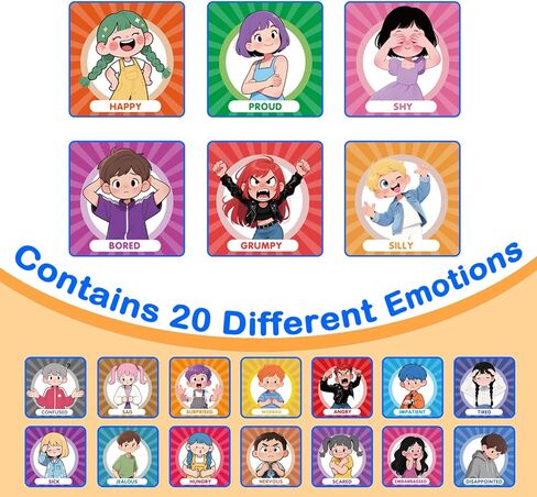 Feelings FlipBook, Feelings Chart for Kids, Emotions Wheel with 20 Moods Coping Strategies, Emotional Regulation Tools for Home Classroom Therapy & Calm Down Corner, ADHD Autism Tools Must-Have in Kuwait