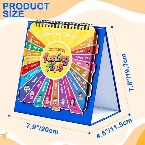 Feelings FlipBook, Feelings Chart for Kids, Emotions Wheel with 20 Moods Coping Strategies, Emotional Regulation Tools for Home Classroom Therapy & Calm Down Corner, ADHD Autism Tools Must-Have in Kuwait