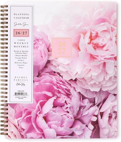 Blue Sky Rachel Parcell 2026-2027 Weekly and Monthly Academic Year Planner Calendar, July 2026 - June 2027, 8.5" x 11", Flexible Cover, Wirebound, Laminated Tabs, Storage Pocket, Includes Stickers, Peony in Saudi Arabia