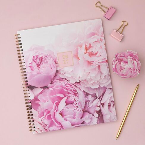 Blue Sky Rachel Parcell 2026-2027 Weekly and Monthly Academic Year Planner Calendar, July 2026 - June 2027, 8.5" x 11", Flexible Cover, Wirebound, Laminated Tabs, Storage Pocket, Includes Stickers, Peony in Saudi Arabia