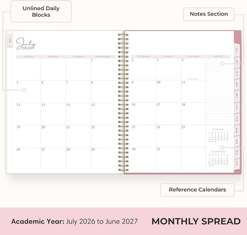 Blue Sky Rachel Parcell 2026-2027 Weekly and Monthly Academic Year Planner Calendar, July 2026 - June 2027, 8.5" x 11", Flexible Cover, Wirebound, Laminated Tabs, Storage Pocket, Includes Stickers, Peony in Saudi Arabia
