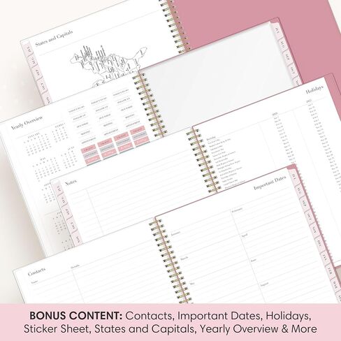 Blue Sky Rachel Parcell 2026-2027 Weekly and Monthly Academic Year Planner Calendar, July 2026 - June 2027, 8.5" x 11", Flexible Cover, Wirebound, Laminated Tabs, Storage Pocket, Includes Stickers, Peony in Saudi Arabia