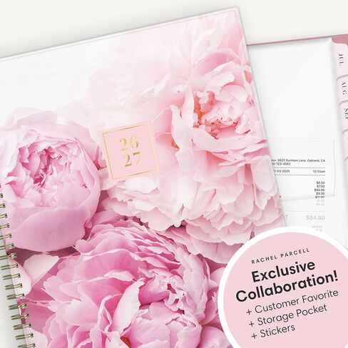 Blue Sky Rachel Parcell 2026-2027 Weekly and Monthly Academic Year Planner Calendar, July 2026 - June 2027, 8.5" x 11", Flexible Cover, Wirebound, Laminated Tabs, Storage Pocket, Includes Stickers, Peony in Saudi Arabia