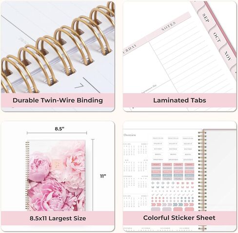Blue Sky Rachel Parcell 2026-2027 Weekly and Monthly Academic Year Planner Calendar, July 2026 - June 2027, 8.5" x 11", Flexible Cover, Wirebound, Laminated Tabs, Storage Pocket, Includes Stickers, Peony in Saudi Arabia