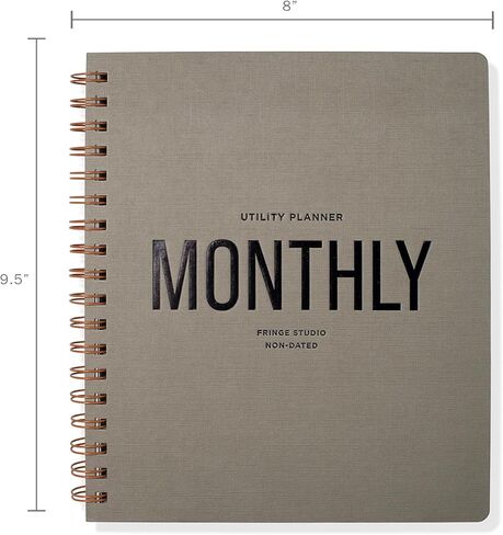 Fringe Studio Paper Cover Non-Dated Monthly Planner with Pocket and Tab Dividers, "UTILITY MONTHLY", Approx. 8"w x 9.5"h, 160 Pg, Utility Collection (879PA003FSC) in Saudi Arabia