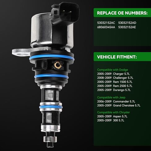 Variable Valve Timing Control Solenoid Fits for Chrysler 300 Aspen, Dodge Challenger Charger Durango Magnum Ram 1500 Pickup, Jeep Commander Grand Cherokee, Replaces 53032152AC in Kuwait