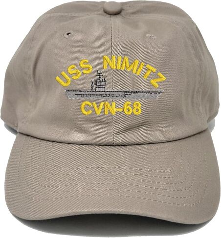 USS Nimitz CVN-68 قبعة بولو قطنية مصبوغة ومطرزة على شكل سفينة باللون الأزرق in Kuwait
