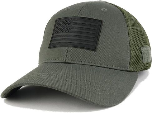 Armycrew US American Flag Black 3-D Rubber Tactical Patch Low Crown Adjustable Mesh Cap in Saudi Arabia