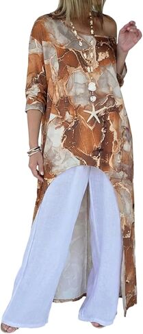 CHICME Womens Summer Tops Floral Print Off Shoulder High Low Tunics Dressy Casual Asymmetrical Blouse Cover ups in Saudi Arabia