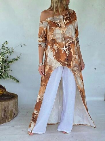 CHICME Womens Summer Tops Floral Print Off Shoulder High Low Tunics Dressy Casual Asymmetrical Blouse Cover ups in Saudi Arabia