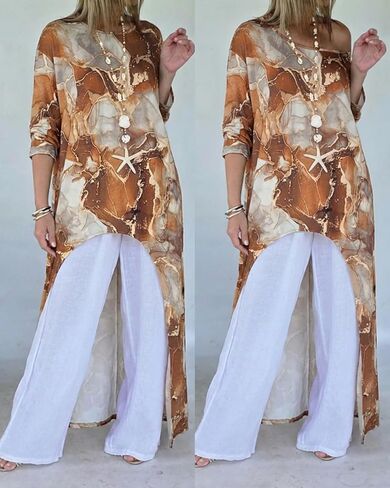 CHICME Womens Summer Tops Floral Print Off Shoulder High Low Tunics Dressy Casual Asymmetrical Blouse Cover ups in Saudi Arabia