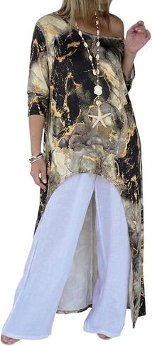 CHICME Womens Summer Tops Floral Print Off Shoulder High Low Tunics Dressy Casual Asymmetrical Blouse Cover ups in Saudi Arabia
