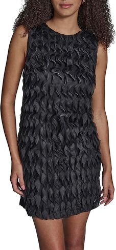 BCBG Women's Sleeveless Round Neck Organza Back Shift A-line Dress in Kuwait